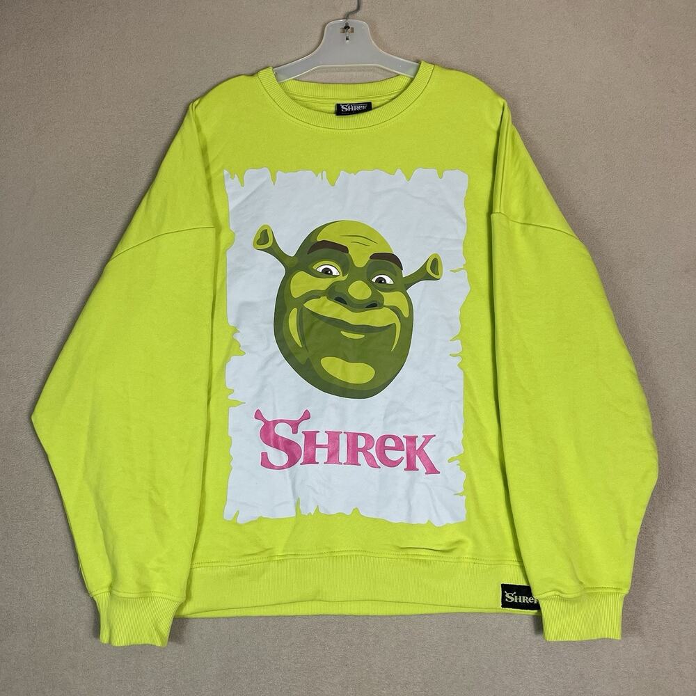 Dream Works Shrek Sweatshirt Mens L Green Graphic Print Crew Neck‎ Relaxed Fit